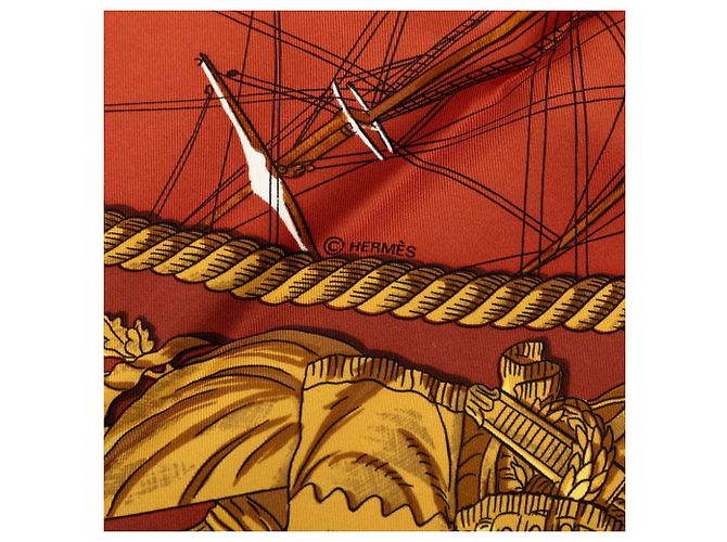 Hermès Sciarpa Carre 90 Hermes Marine et Cavalerie Marrone Multicolore - vista 9
