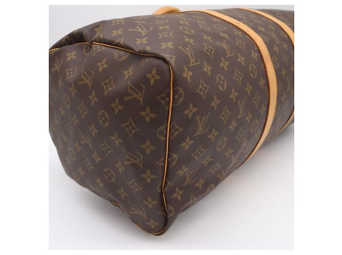 Borsa Louis Vuitton Monogram Keepall 55 Marrone Blu Beige Monogramma - vista 10