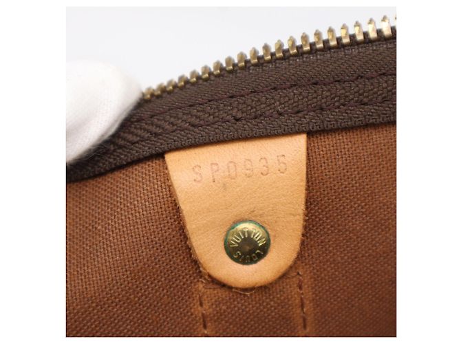 Borsa Louis Vuitton Monogram Keepall 55 Marrone Blu Beige Monogramma - vista 14