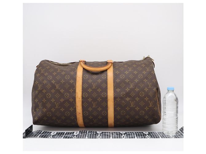 Borsa Louis Vuitton Monogram Keepall 55 Marrone Blu Beige Monogramma - vista 3