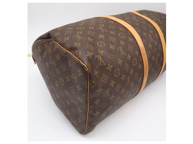 Borsa Louis Vuitton Monogram Keepall 55 Marrone Blu Beige Monogramma - vista 6