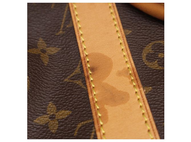 Borsa Louis Vuitton Monogram Keepall 55 Marrone Blu Beige Monogramma - vista 7