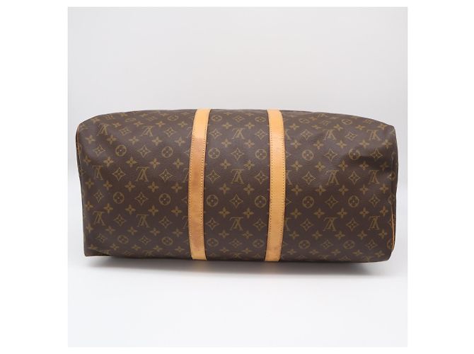 Borsa Louis Vuitton Monogram Keepall 55 Marrone Blu Beige Monogramma - vista 8