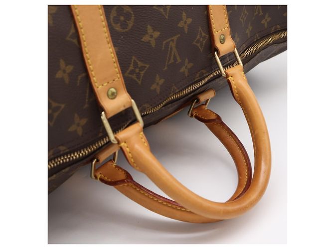 Borsa Louis Vuitton Monogram Keepall 55 Marrone Blu Beige Monogramma - vista 9