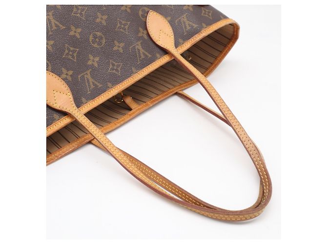 Borsa Louis Vuitton Monogram Neverfull MM Marrone Beige Monogramma - vista 9
