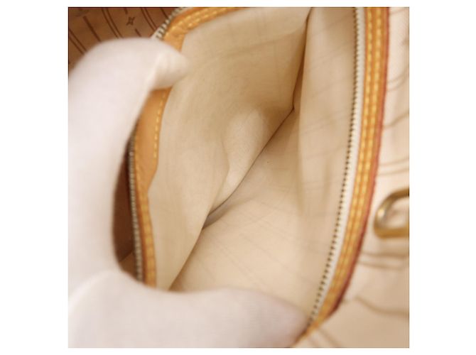 Borsa Louis Vuitton Neverfull MM Marrone Bianco Blu - vista 13
