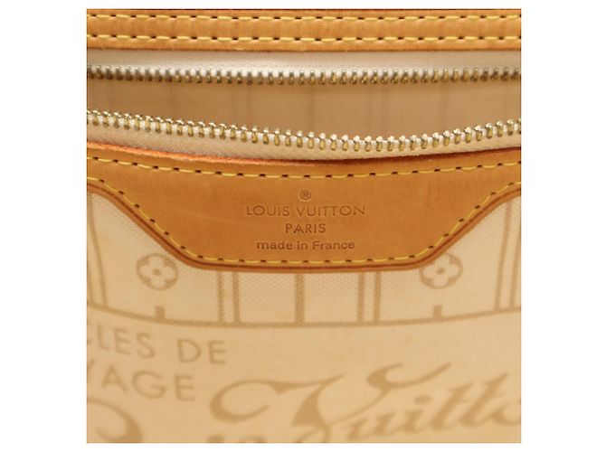 Borsa Louis Vuitton Neverfull MM Marrone Bianco Blu - vista 14