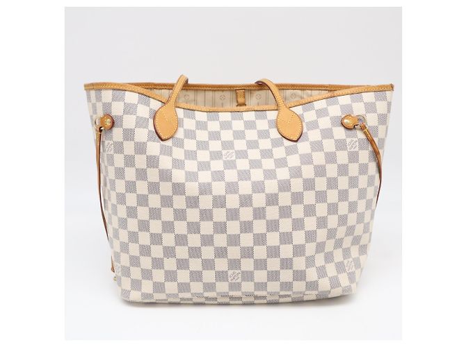 Borsa Louis Vuitton Neverfull MM Marrone Bianco Blu - vista 2