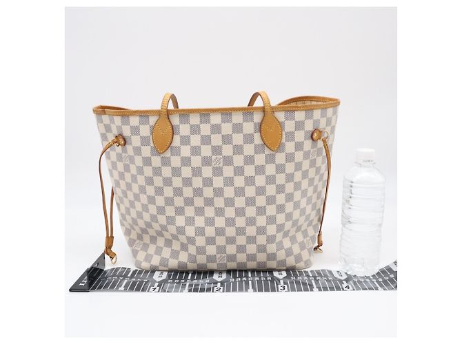Borsa Louis Vuitton Neverfull MM Marrone Bianco Blu - vista 3