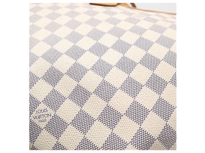 Borsa Louis Vuitton Neverfull MM Marrone Bianco Blu - vista 4