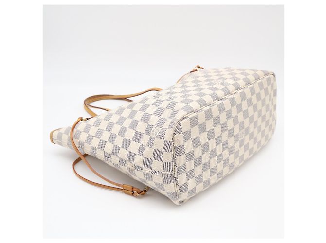 Borsa Louis Vuitton Neverfull MM Marrone Bianco Blu - vista 5