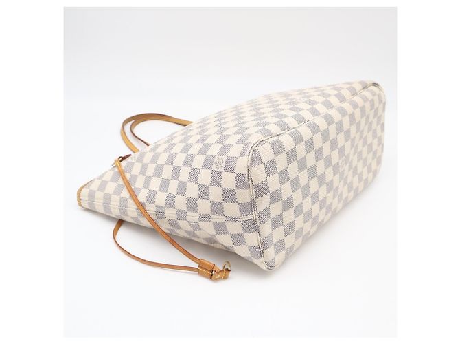 Borsa Louis Vuitton Neverfull MM Marrone Bianco Blu - vista 6
