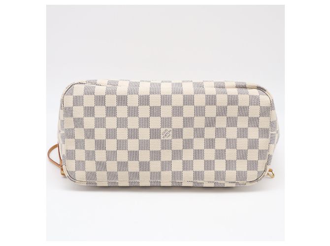 Borsa Louis Vuitton Neverfull MM Marrone Bianco Blu - vista 7