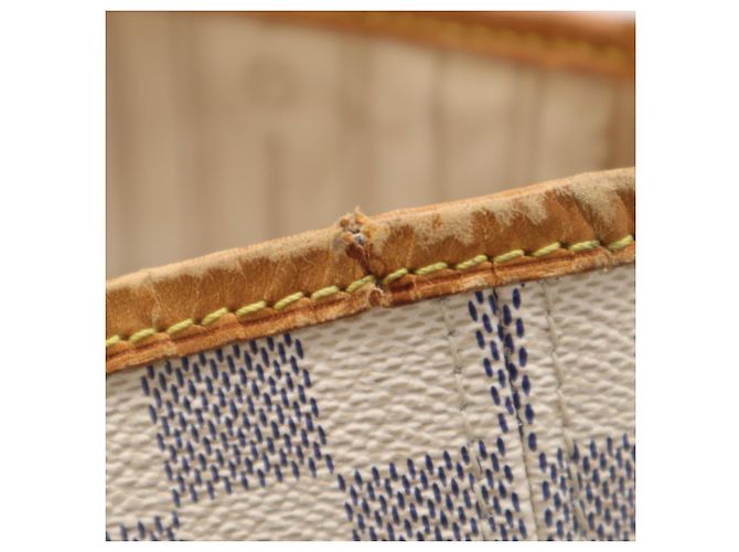 Borsa Louis Vuitton Neverfull MM Marrone Bianco Blu - vista 8