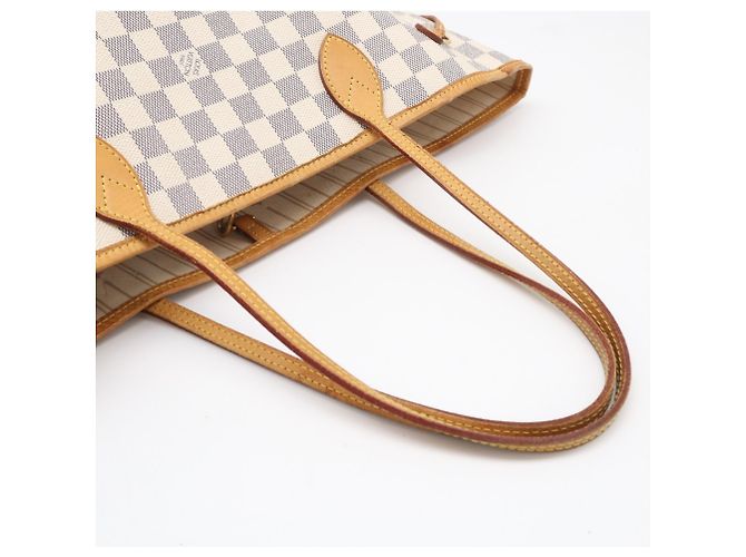 Borsa Louis Vuitton Neverfull MM Marrone Bianco Blu - vista 9