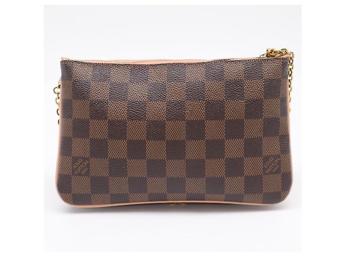 Louis Vuitton Damier Pochette Double Shoulder Bag Marrone Beige Damier ebene - vista 2