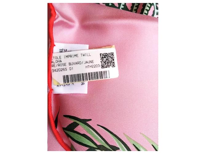 Hermès Aloha Sciarpa in Twill di Seta Rosa Rosso Blu Verde Arancione Giallo - vista 4