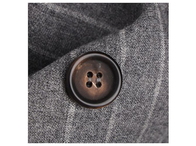 Brunello Cucinelli Pinstriped Double-Breasted Blazer in Grey Wool - view 10