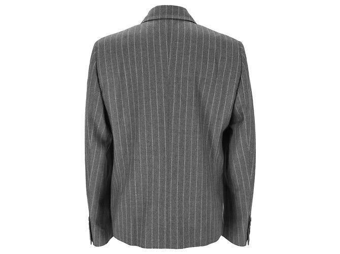 Brunello Cucinelli Pinstriped Double-Breasted Blazer in Grey Wool - view 3