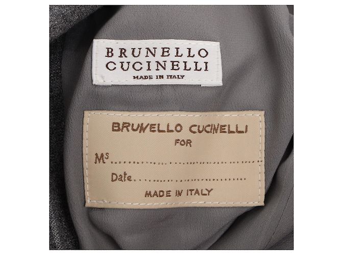 Brunello Cucinelli Pinstriped Double-Breasted Blazer in Grey Wool - view 4