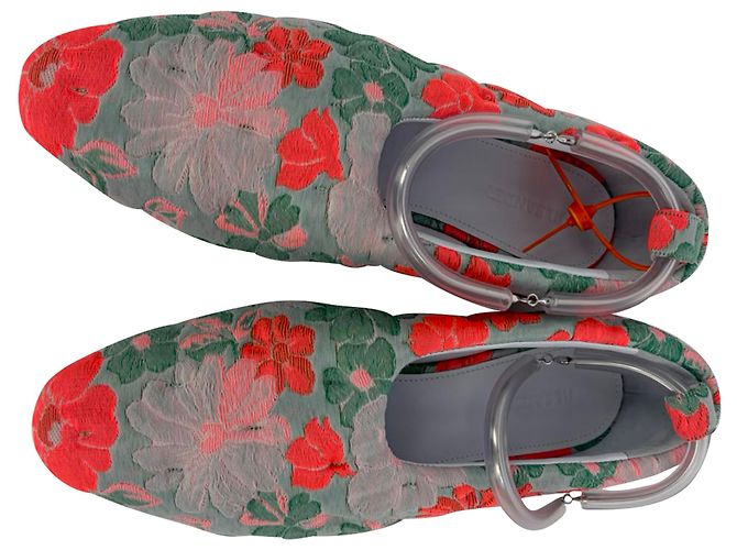 Ballerine Jil Sander a punta affusolata in broccato multicolore di cotone - vista 3