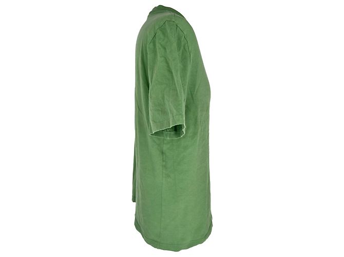 T-shirt in cotone verde con logo Lanvin - vista 2