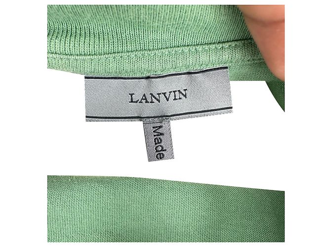 T-shirt in cotone verde con logo Lanvin - vista 5