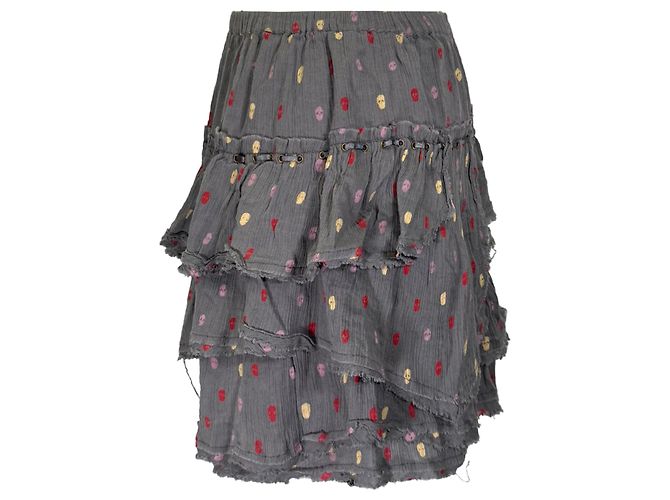 Mini falda de volantes estampada en algodón gris Zadig & Voltaire - vista 10
