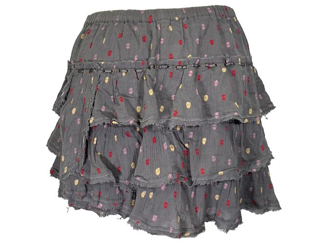 Mini falda de volantes estampada en algodón gris Zadig & Voltaire - vista 12