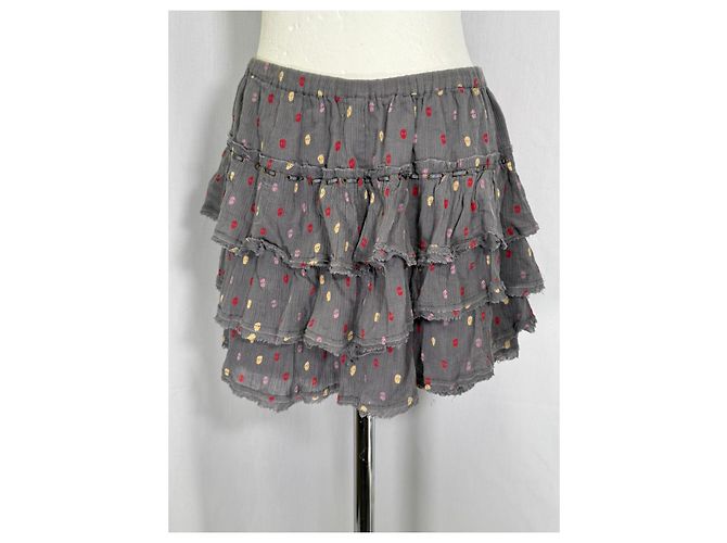 Mini falda de volantes estampada en algodón gris Zadig & Voltaire - vista 13