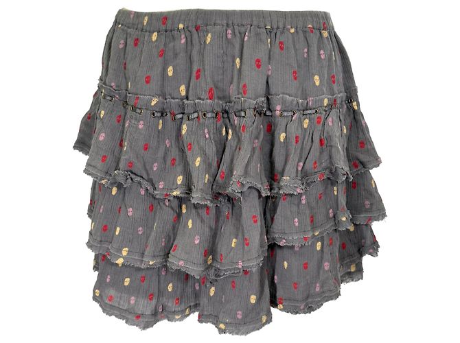 Mini falda de volantes estampada en algodón gris Zadig & Voltaire - vista 2