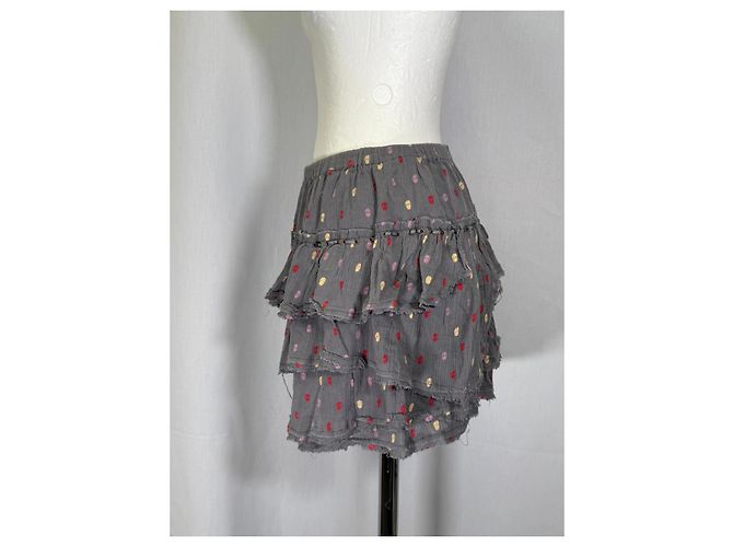 Mini falda de volantes estampada en algodón gris Zadig & Voltaire - vista 7