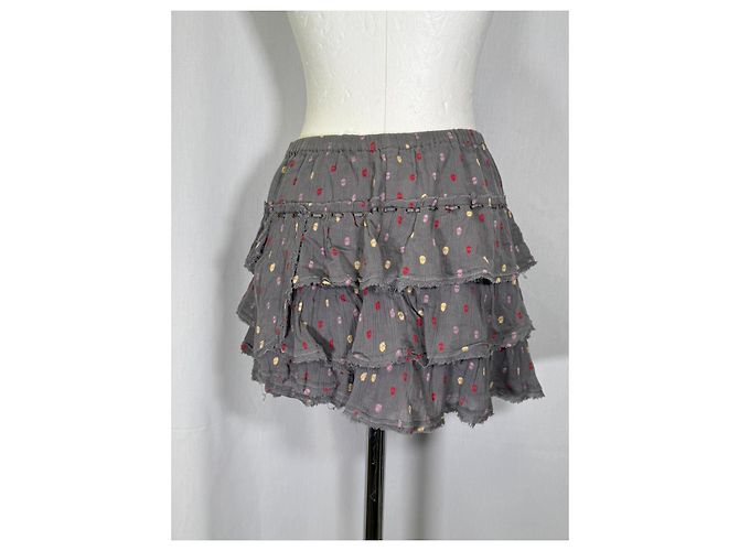 Mini falda de volantes estampada en algodón gris Zadig & Voltaire - vista 9