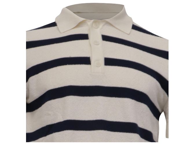 Polo a righe Balmain in cotone crema Bianco Crudo - vista 2