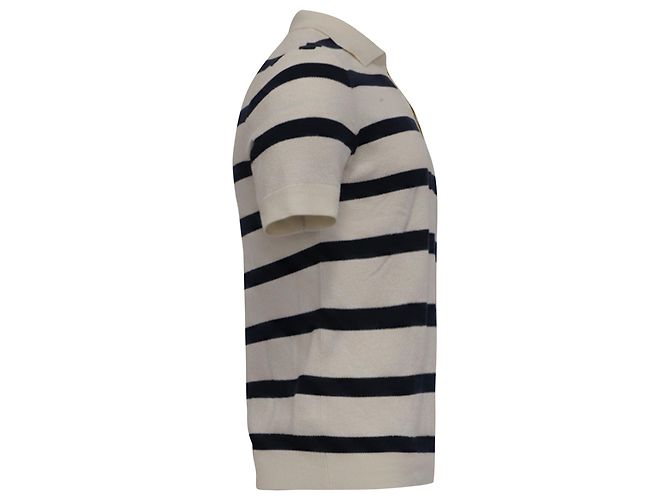 Polo a righe Balmain in cotone crema Bianco Crudo - vista 3