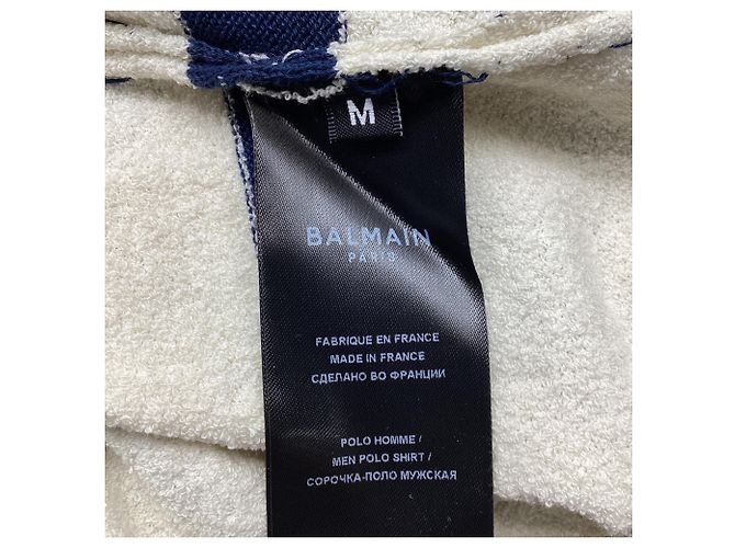 Polo a righe Balmain in cotone crema Bianco Crudo - vista 6