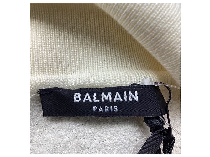 Polo a righe Balmain in cotone crema Bianco Crudo - vista 7
