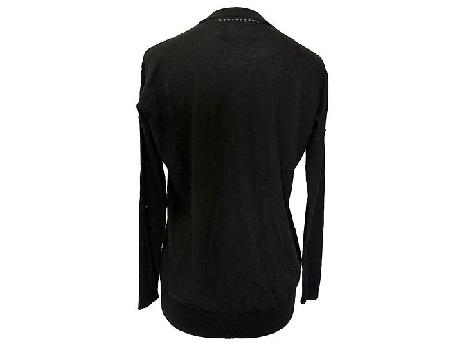 Zadig & Voltaire V-Ausschnitt Pullover aus schwarzer Merinowolle - Ansicht 2