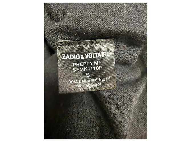 Zadig & Voltaire V-Ausschnitt Pullover aus schwarzer Merinowolle - Ansicht 4