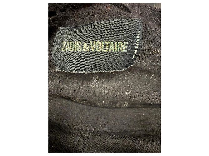 Zadig & Voltaire V-Ausschnitt Pullover aus schwarzer Merinowolle - Ansicht 5