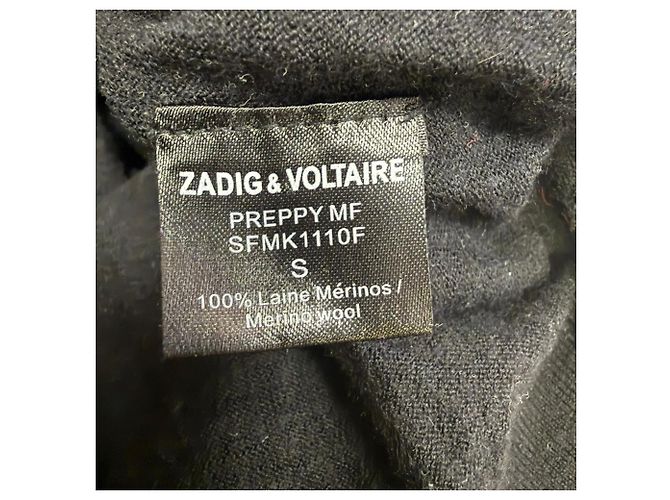 Zadig & Voltaire V-Ausschnitt Pullover aus schwarzer Merinowolle - Ansicht 7