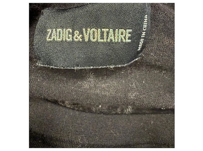 Zadig & Voltaire V-Ausschnitt Pullover aus schwarzer Merinowolle - Ansicht 9