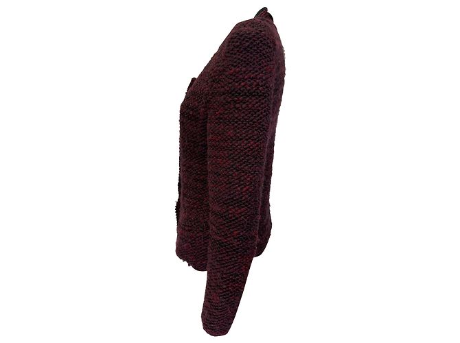 Shena Cardigan aus burgunderfarbener Wolle von Iro Rot Bordeaux - Ansicht 7