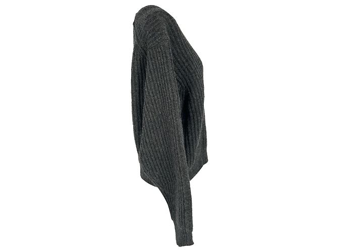 Acne Studios Boxy Rippstrick-Pullover aus grauer Wolle - Ansicht 2
