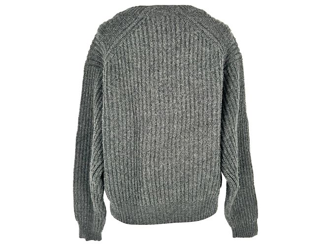 Acne Studios Boxy Rippstrick-Pullover aus grauer Wolle - Ansicht 3