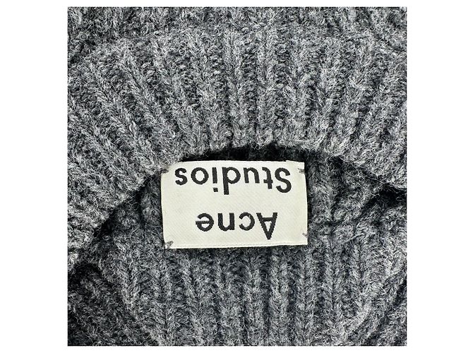 Acne Studios Boxy Rippstrick-Pullover aus grauer Wolle - Ansicht 4