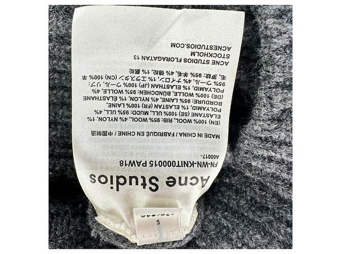 Acne Studios Boxy Rippstrick-Pullover aus grauer Wolle - Ansicht 6