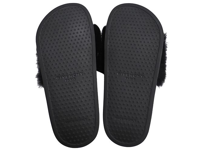 Sandali Givenchy con bordo in pelliccia in gomma nera Nero - vista 6
