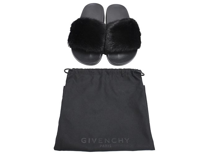 Sandali Givenchy con bordo in pelliccia in gomma nera Nero - vista 7