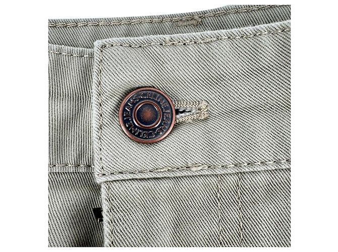 Céline Jeans a gamba dritta Celine in cotone beige - vista 3